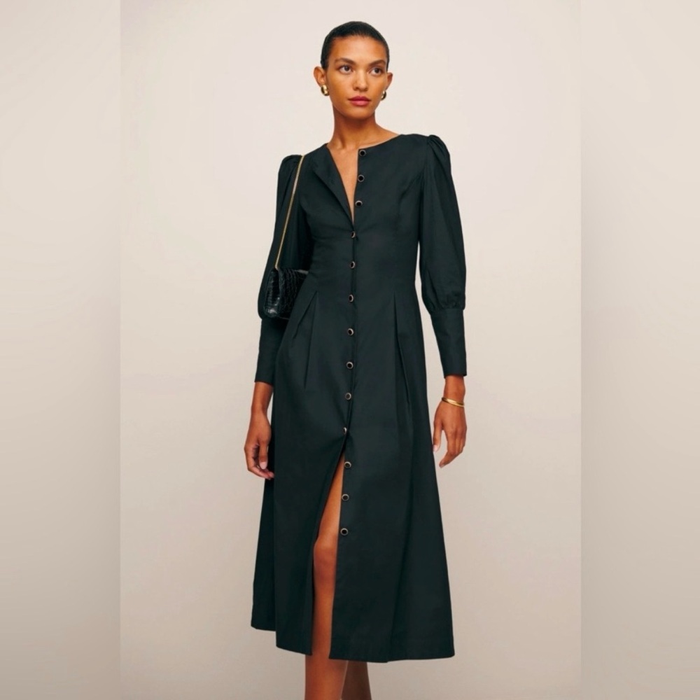 Reformation Black Midi Dress